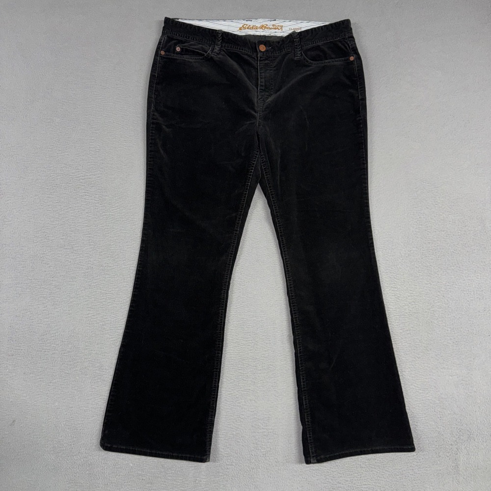 Eddie Bauer Pants Womens 14 Black Classic Bootcut Stretch Corduroy Trousers
